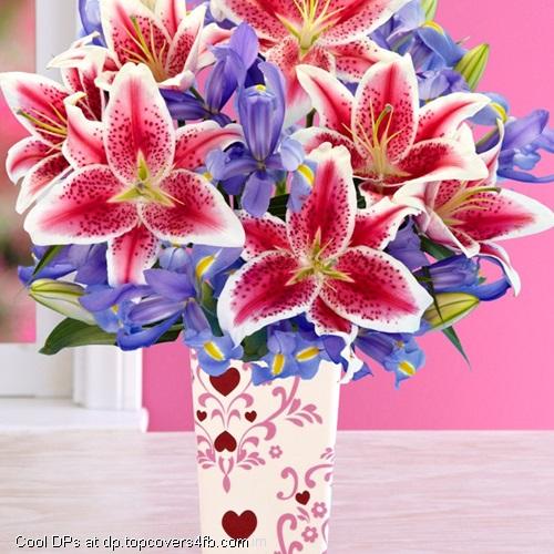 Purple-With-red-Flower-On-Vase-Display-Picture