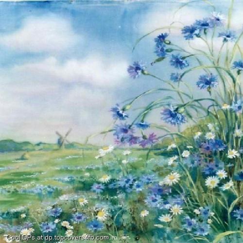 Painting-Of-Blue-Flower-Display-Picture