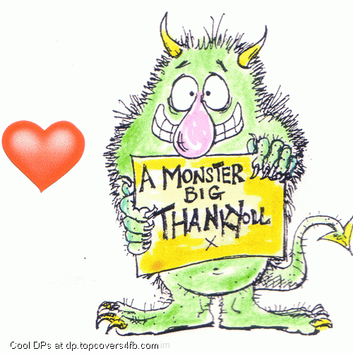 Monster-With-Big-Thank-You-Board-Display-Picture
