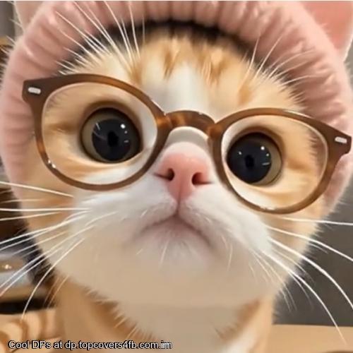 Cute Kitten with Glasses and Beanie Hat